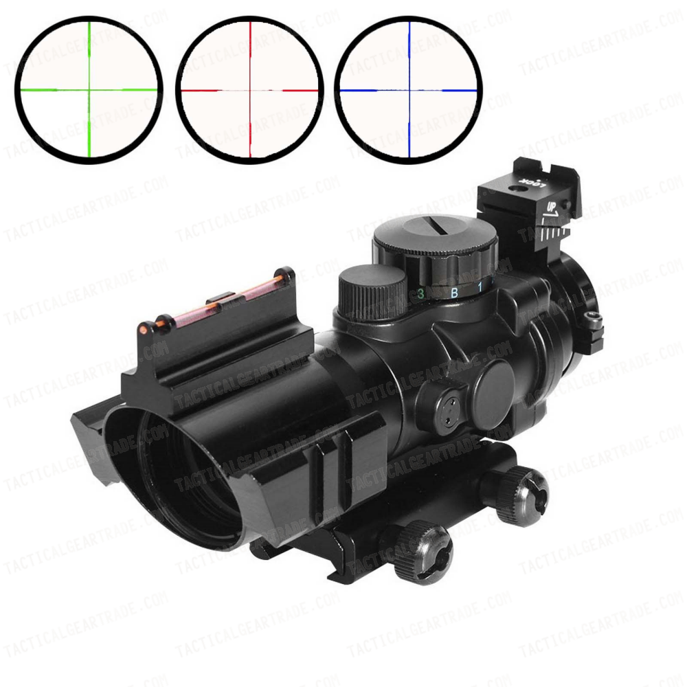 Airsoft 4x32mm Red Green Blue Cross Hair Scope with Dual Rail for